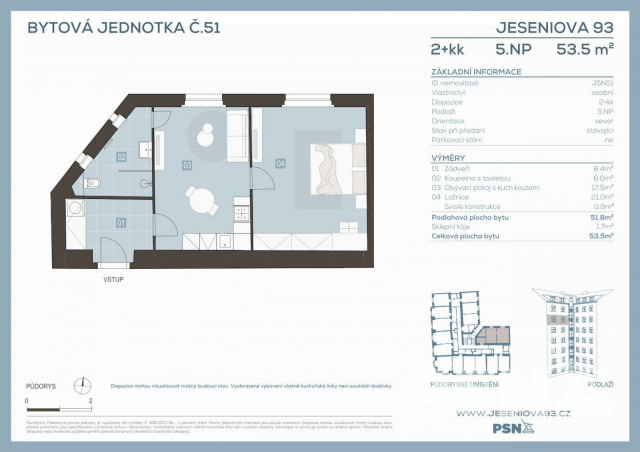 Bytová jednotka č. 51 Jeseniova 1692/93