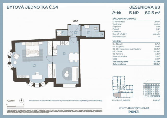 Bytová jednotka č. 54 Jeseniova 1692/93