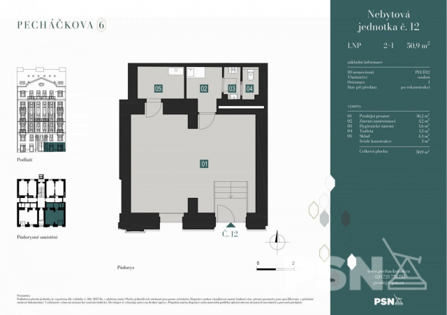 Nebytová jednotka č. 12 Pecháčkova 1288/6, Praha 5-Anděl